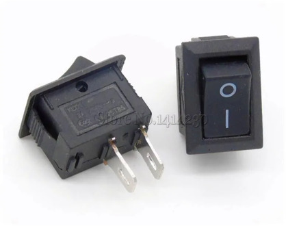 50Pcs Black Push Button Switch 3A 250V KCD11 2Pin Snap-in On/Off Rocker Switch 10MM*15MM BLACK