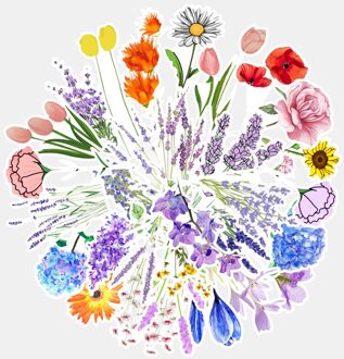 50Pcs Bloemen Sticker Kleurrijke Plant Leuke Schilderen Decals Diy Scrapbooking Laptop Telefoon Koffer Koelkast Stickers