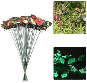 50Pcs Bos Van Vlinders Tuin Yard Planter Kleurrijke Grillige Vlinder Stakes Bloempotten Jardineria Decor Potten Decoratie