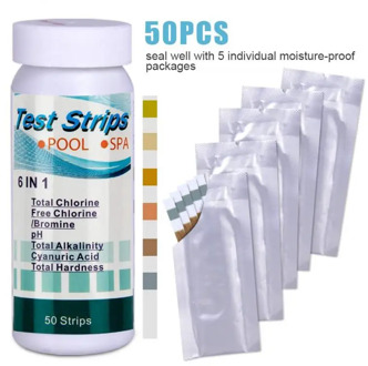 50pcs/bottle 6 In 1 Swimming Pool Spa Water Test Strips Acid Water Hardness Chlorine Alkalinity PH Indicator Paper Test Tools