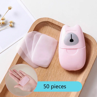 50pcs/box Travel Disposable Boxed Soap Paper Portable Hand Washing Box Scented Slice Sheets Mini Soap Paper