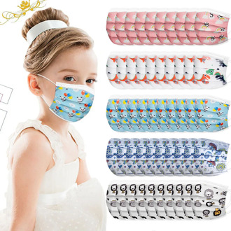 50Pcs Cartoon Kids Disposable Mask 3 Layer Child Filter Hygiene Thicken Children's Face Mouth Mask Earloop Fast Delievry New