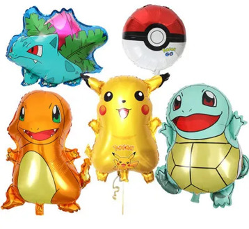 50pcs Cartoon Pikachu Pokemon Helium Inflatable Foil Balloons Children birthday party decorations first year old kids toys