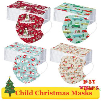 50PCS Child Medical Mask Disposable Face Masks Surgical Mouth Mask Kids Christmas Mask 3 Layer Anti-Dust Masks Fast Delivery