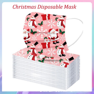 50PCS Christmas Disposable Mask Adult Child 3-layer Disposable Non-woven Ear Loop Breathable Surgical Masks 24h Fast Shipping
