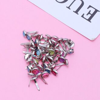 50Pcs Crystal Ronde Metalen Brads Versieringen Decoratie Plakboek Voor Diy Charm Fotoalbum Papier Ambachten