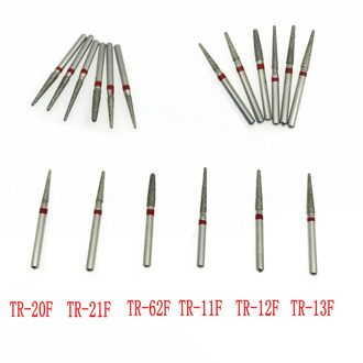 50Pcs Dental Diamond Burs Grit Red/Fine Fit High Speed Handpiece 1.6mm