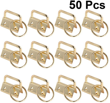 50Pcs DIY Fabric Hardware Key Chain Fob Wristlet Hardware with Key Ring for Lanyard Luggage Strap Accessories(25mm, Silver)