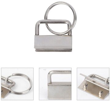 50Pcs Diy Stof Sleutelhanger Fob Polsbandje Met Key Ring Voor Lanyard Bagage Riem Accessoires (25Mm, zilver) zilver 1