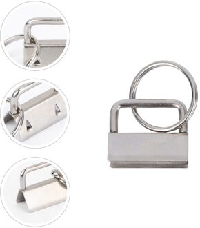 50Pcs Diy Stof Sleutelhanger Fob Polsbandje Met Key Ring Voor Lanyard Bagage Riem Accessoires (25Mm, zilver) zilver 1