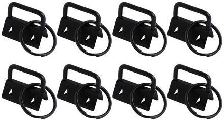 50Pcs Diy Stof Sleutelhanger Fob Polsbandje Met Key Ring Voor Lanyard Bagage Riem Accessoires (25Mm, zilver) zwart