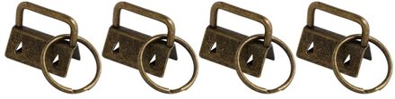 50Pcs Diy Stof Sleutelhanger Fob Polsbandje Met Key Ring Voor Lanyard Bagage Riem Accessoires (25Mm, zilver)