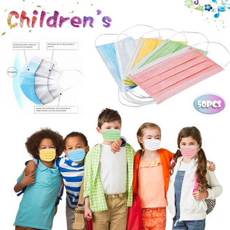 50pcs Face Mask for Kids Breathable Disposable Boy And Girl Colorful Masks For Children 3-layer Mask Маски Для Лица Защитные