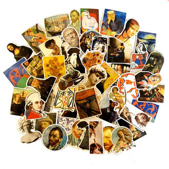 50Pcs Famous Artists Oil Painting Mona Lisa Stickers For DIY Laptop Scrapbooking Graffiti Diary Label Stationery Decor Sticker