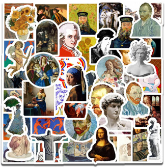 50Pcs Famous Artists Oil Painting Mona Lisa Stickers For DIY Laptop Scrapbooking Graffiti Diary Label Stationery Decor Sticker