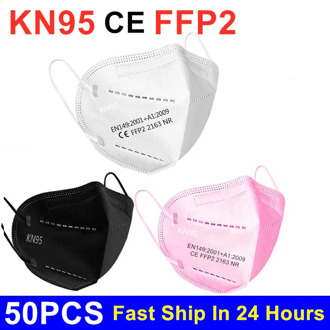 50PCS FFP2 Facial Masks KN95 Face Mask 5 Layers Dust Respirator Filter Maske Breathable Protective Mouth Cover Black White Pink