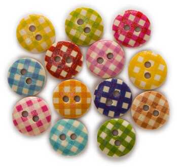 50Pcs Grid Printing Ronde Pastorale Stijl Houten Knoppen Naaien Plakboek Kleding Ambachten Handwerk Accessoires Decoratie 11-18Mm natuurlijk / 18mm