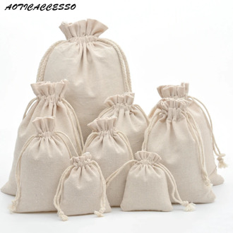 50pcs Handmade Drawstring Bag Travel Drawstring Pouch Pure Cotton Linen Mini Cloth Bag Storage Bag for Christmas Gift Package