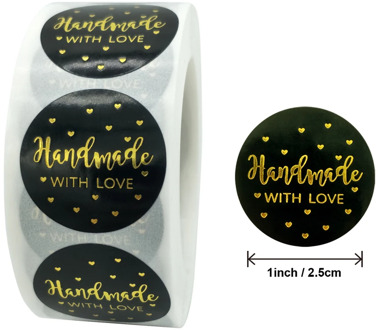 50pcs handmade with Love Stickers Baking label wedding sticker party label decoration envelope seal stationery black sticker