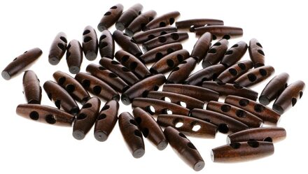 50Pcs Hout Naaien Hoorn Toggle Knoppen Doek Accessoires 2 Gaten koffie