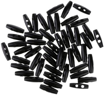 50Pcs Hout Naaien Hoorn Toggle Knoppen Doek Accessoires 2 Gaten zwart