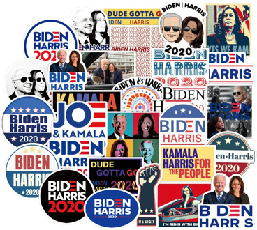 50Pcs Joe Biden Harris Sticker For Scrapbooking Laptop Phone Snowboard Luggage Fridge Guitar Graffiti Waterproof Stickers Decals