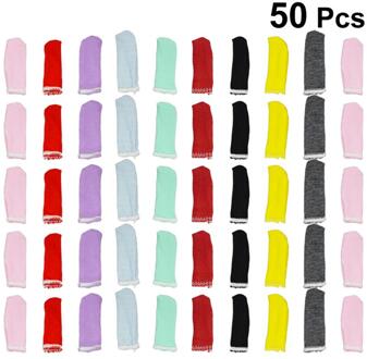 50Pcs Katoen Vinger Cover Zweet-Absorberen Vinger Beschermende Mouwen Ademend Vingertop Cover Voor Mannen Vrouwen (Willekeurige Kleur)