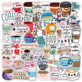 50Pcs Kawaii Cartoon Koffiekopje Stickers Ambachten En Scrapbooking Decals Kids Boek Decoratieve Laptop Sticker Diy Briefpapier