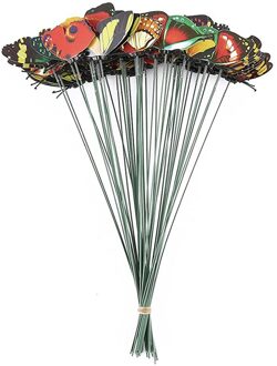 50Pcs Kleurrijke Tuin Vlinders Stakes Patio Vlinder Ornamenten Op Stokken Plant Decoratie Outdoor Tuin Ornament Diy