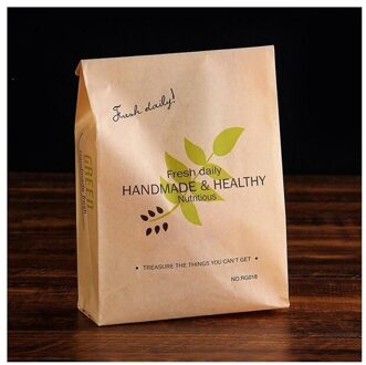 50Pcs Kraftpapier Green Leaf Vorm Voedsel Verpakking Cake Verpakking Lamineren Oilproof Tas 31x12x9cm