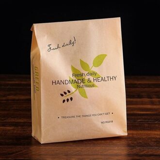 50Pcs Kraftpapier Green Leaf Vorm Voedsel Verpakking Cake Verpakking Lamineren Oilproof Tas 33x16x11cm