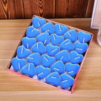 50Pcs Liefde Hartvormige Thee Licht Kaarsen Rookloze Kaarsen Romantische Decoratieve Blauw