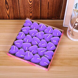 50Pcs Liefde Hartvormige Thee Licht Kaarsen Rookloze Kaarsen Romantische Decoratieve Paars