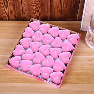 50Pcs Liefde Hartvormige Thee Licht Kaarsen Rookloze Kaarsen Romantische Decoratieve Roze