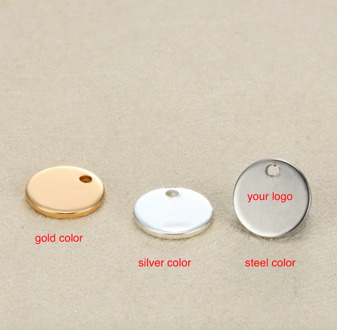 50pcs/lot 10 12 15 20 25mmMaterial Customized Charm Stainless Steel Round with Your Own Logo for Day Handmade Jewellery Making