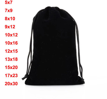 50pcs/lot 7x9, 10x12, 17x23, 20x30cm Black Velvet Bags Drawstring Pouches For Jewelry Beads Gift Storage Packing Bag Custom Logo
