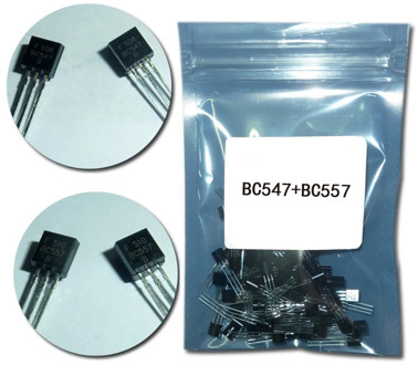 (50Pcs/lot)BC547+BC557 Each 25Pcs BC547B BC557B NPN PNP Transistor TO-92 Power Triode Transistor kit Bag