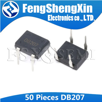 50pcs/lot DB207 DB207S B207 Bridge Rectifiers 1000V 2A DIP-4