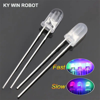 50pcs/lot F5 5mm Fast/Slow RGB Flash Red Green Blue Rainbow Multi Color Light Emitting Diode Round LED Full Color DIY