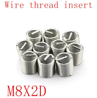 50Pcs M8*2D Stainless Steel Coiled Wire Helical Screw Thread Inserts M8 Screw Bushing self tapping thread repair tool