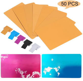 50Pcs Metal Business Cards aluminum alloy Blanks Card for Customer Laser Engraving DIY Gift Cards 7Colors Optional(Gold)