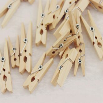 50Pcs Mini Houten Kleding Fotopapier Peg Wasknijper Wasserij Hangers Wedding Party Natuurlijke Clip