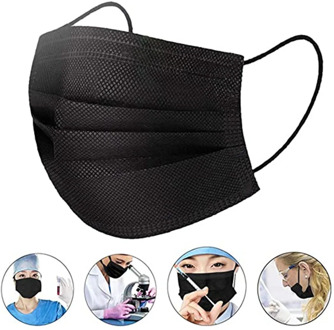 50Pcs Mouth Mask Disposable Black Cotton Mouth Face Masks Non-Woven Mask 3 Filter In Stock Dust-proof for Men Women Fashion