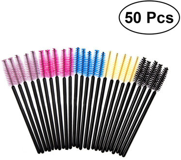 50pcs Multicolor Wegwerp Mascara Wands Wimpers Lash Borstel Make-Up Applicators Kit