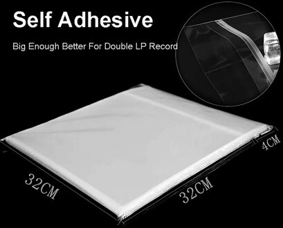 50Pcs Opp Gel Opname Beschermhoes Voor Draaitafel Speler Lp Vinyl Record Zelfklevende Records Tas 12 "32.3cm * 32Cm Self adhesive