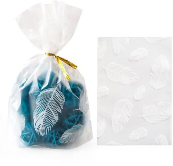 50Pcs Pluim Plastic Zak Cookie Snoep Zakken Bruiloft Verjaardag Gunsten Pasen Birthday Party Snack Bag Verpakking Plume