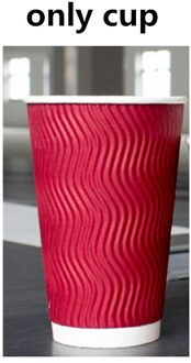 50Pcs Red Gegolfd Anti-Brandwonden Isolatie Dik Papier Cup 400Ml Wegwerp Koffie Sojamelk Drink Verpakking cups Met Deksel enkel en alleen cup / 12oz 300ml 50stk