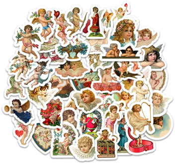 50Pcs Retro Cupid Little Angel Stickers For Laptop Car Scrapbooking Phone Motorcycle Luggage Decal Toys For Children PVC Gift