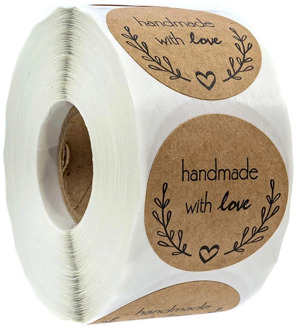 50pcs Round Natural Kraft Handmade Stickers scrapbooking for package adhesive thank you sticker seal labels stationery