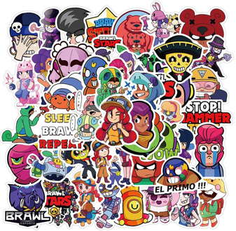50pcs/set Brawls Stars Game Sticker Anime Luggage Fridge Laptop cute Without Leaving Stickers Children Toys Christmas Kid's gift